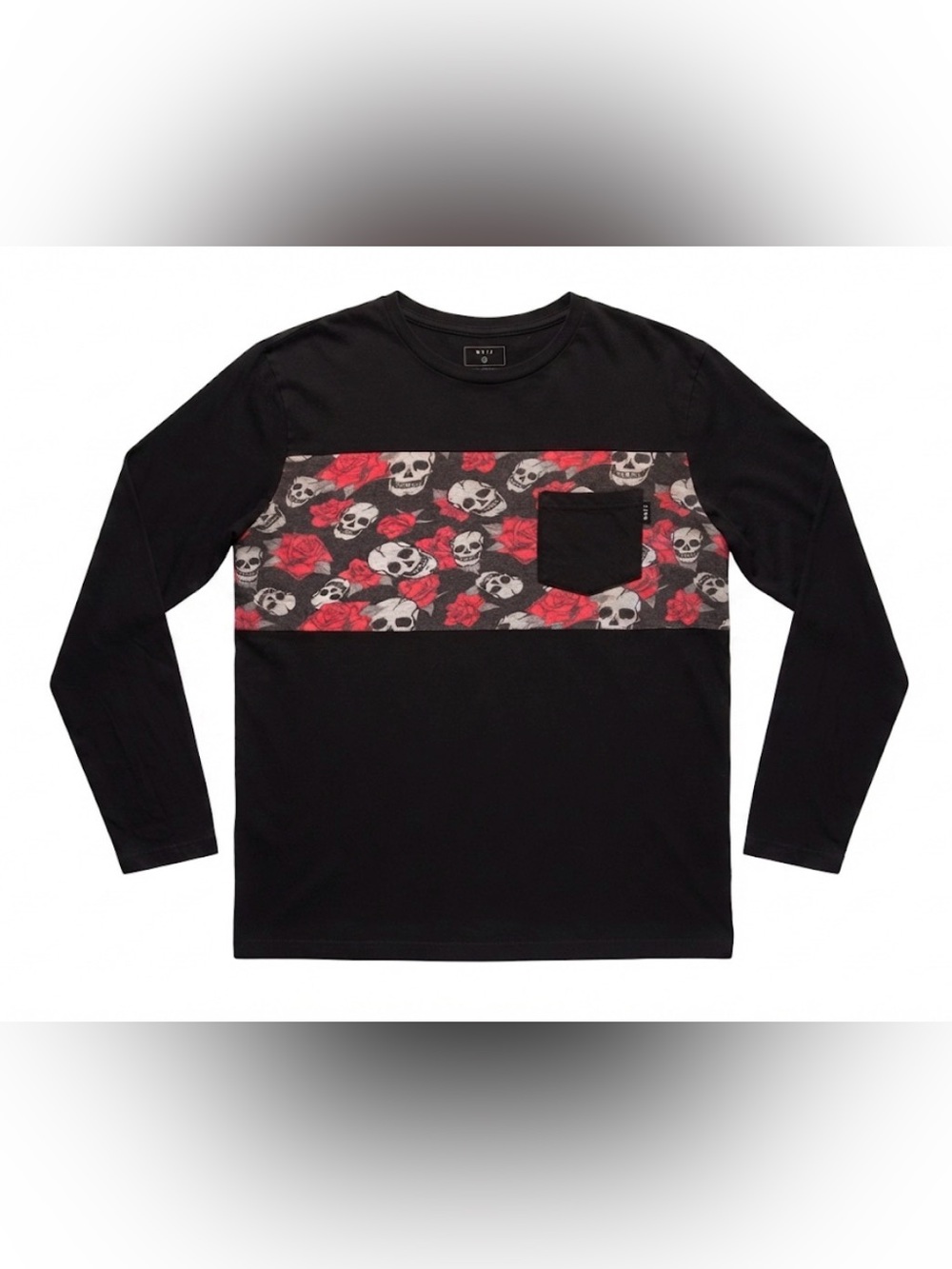 WXYZ Mfg Co Long Sleeve T-Shirt Adult Medium Black Skulls Roses Pocket Tee M